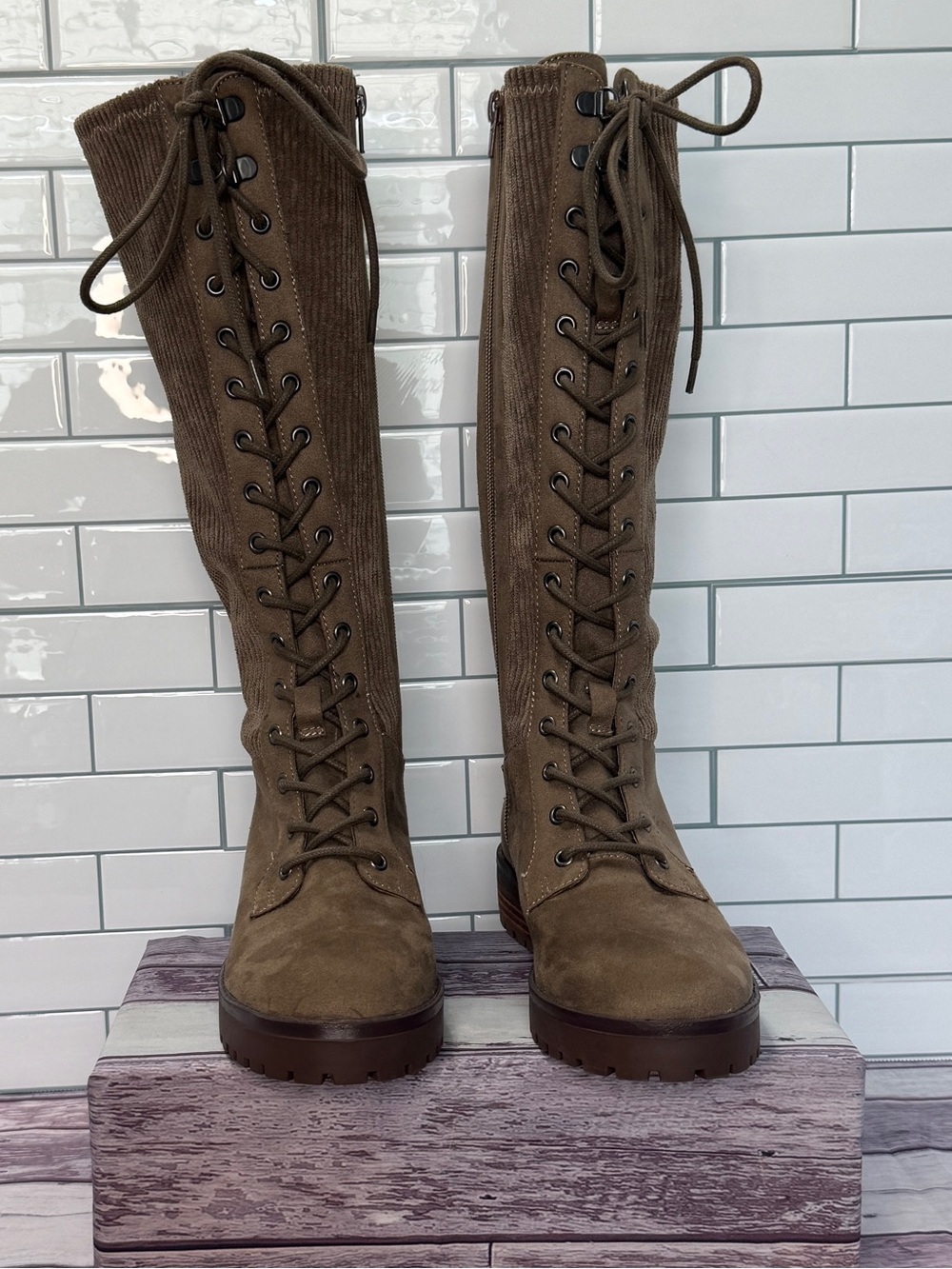 Crown Vintage Anaben knee high combat boots size 6M. MSRP $140 - Picture 4 of 10
